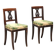 Pair of antique Directoire chairs in walnut and fabric, Italy, 19th century.