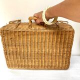 Vintage braided bamboo suitcase