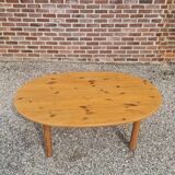 Table basse ovale en pin années 70's