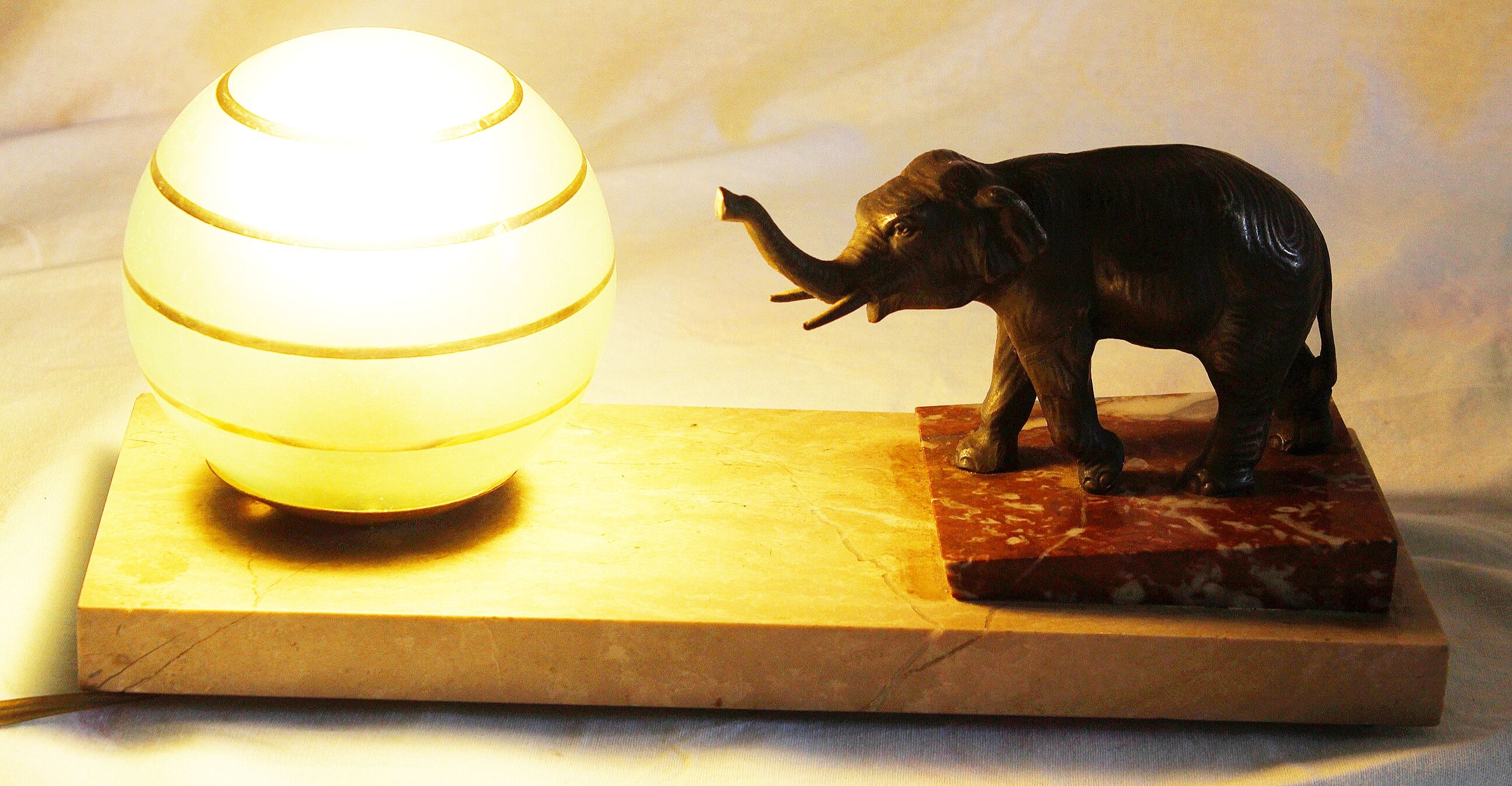 Elephant art deco marble lamp