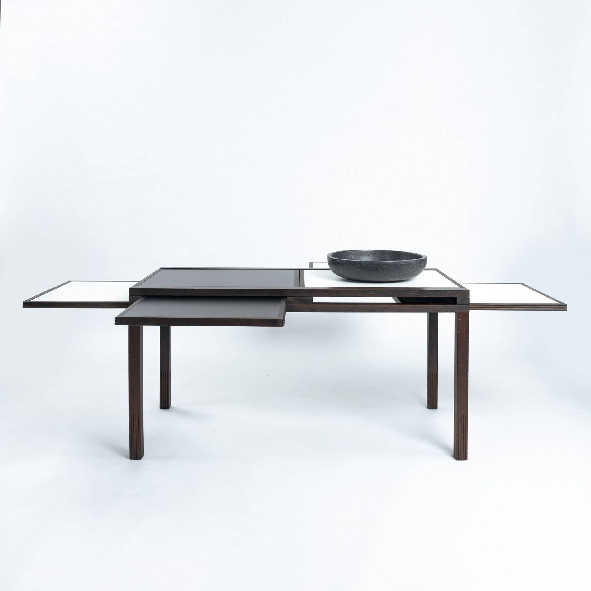 Bernard Vuarnesson desk or dining table with reversible and extendible tops, 80s