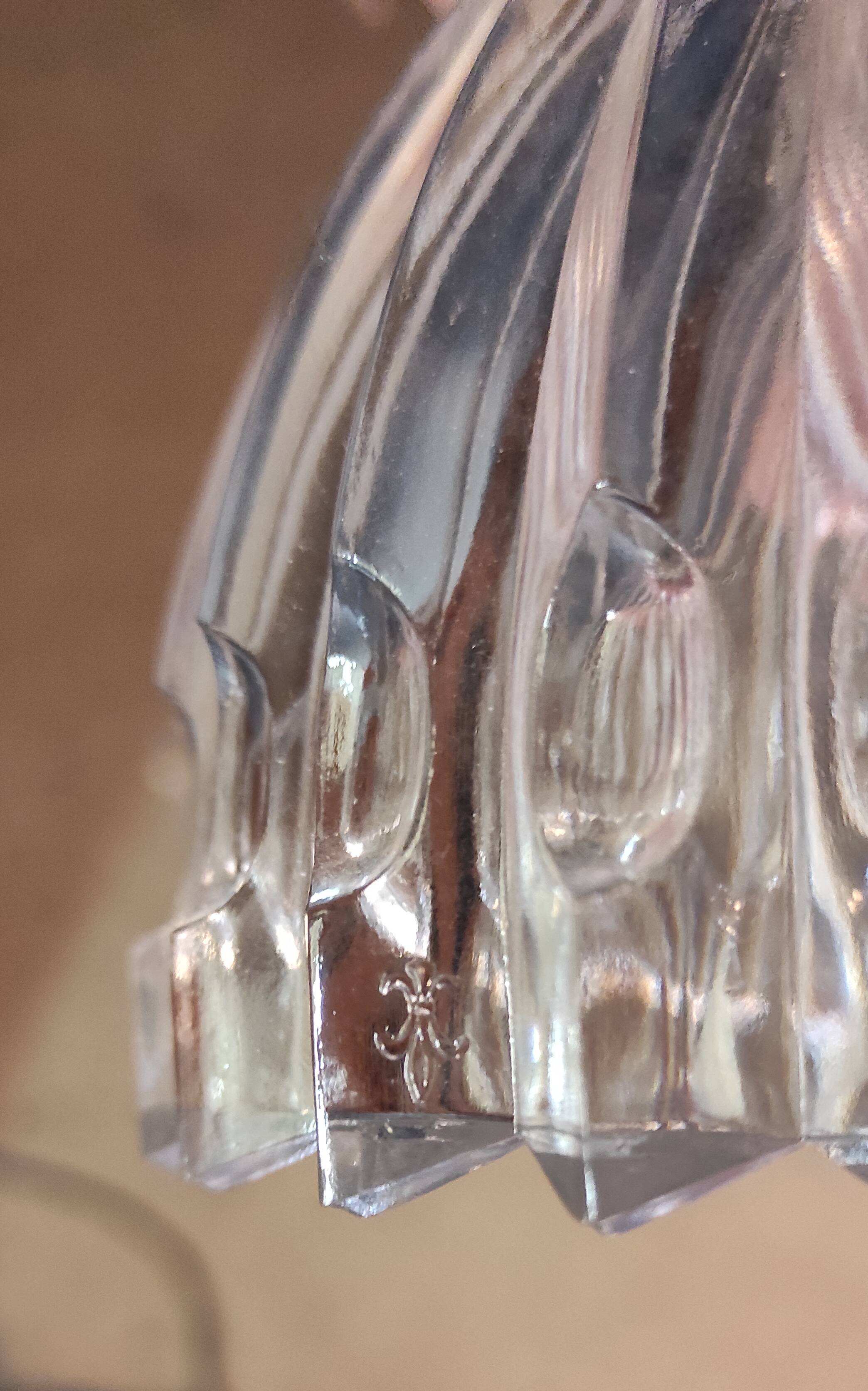 Suspension cascade 3 lights in chrome metal and crystal - mid 20th century.