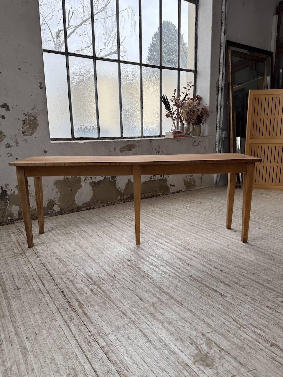 Oak and pine farmhouse console table