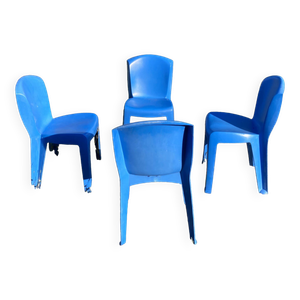 Lot De 4 Chaises De Jardin En Plastique Et Fer - Design Moderne, Pieds Réglables - Pour Terrasse, Balcon, Jardin - Noir