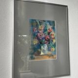 Oil chalk drawing flowers