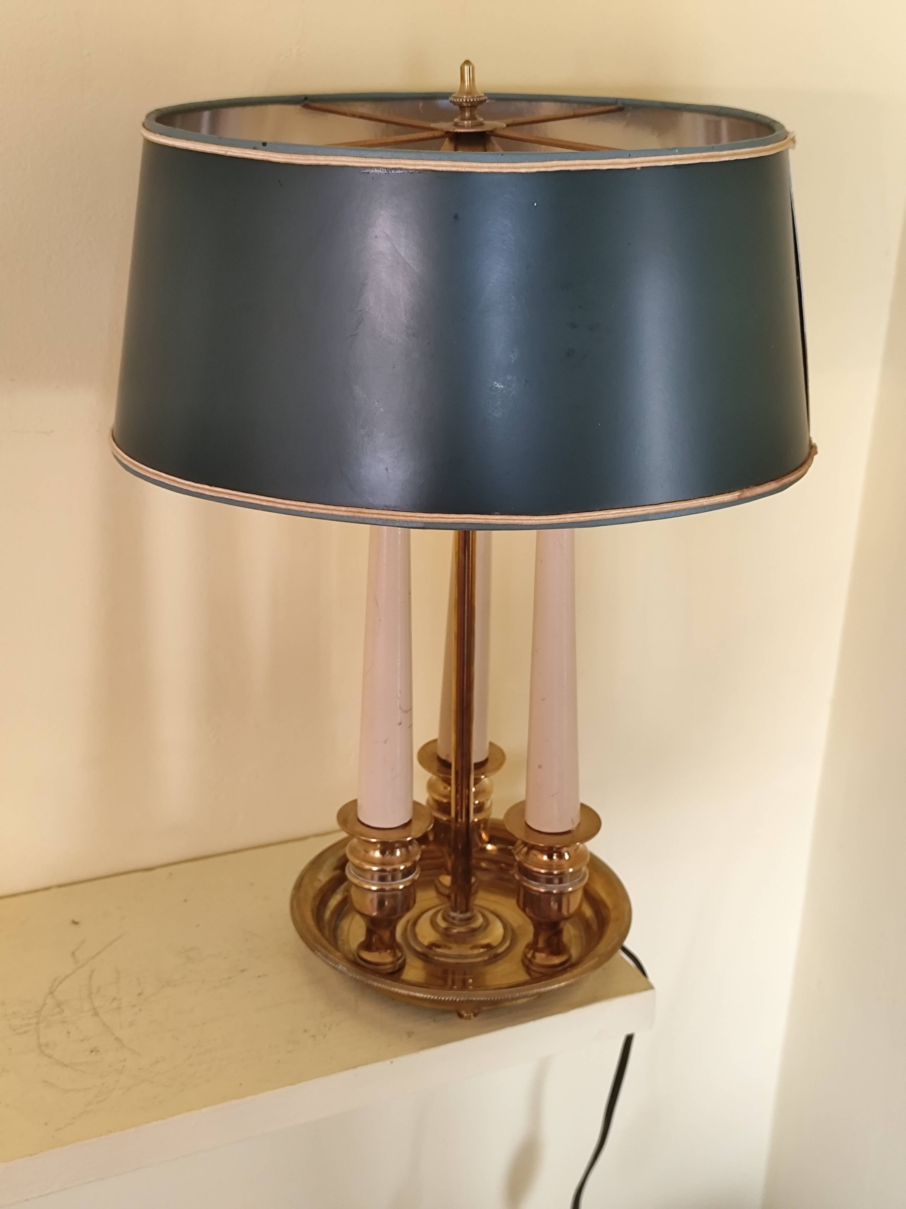 Empire style hot water bottle lamp - bronze and brass candle holder lamp