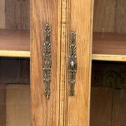 Parisian wardrobe with bevelled glass, blonde oak, Art Deco 1930.