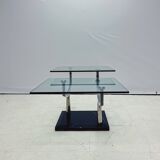 Table basse en verre vintage de design danois à deux niveaux