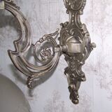 Applique murale de style baroque français en métal argenté et porcelaine abat-jour en verre 4169