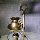 Brass and wood hot water bottle lamp 1970