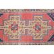 Vintage Turkish Oushak handmade wool cotton pink area rug 131x253