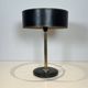 Black Quilted Leather Table Lamp and Golden Brass. French Craftsmanship.