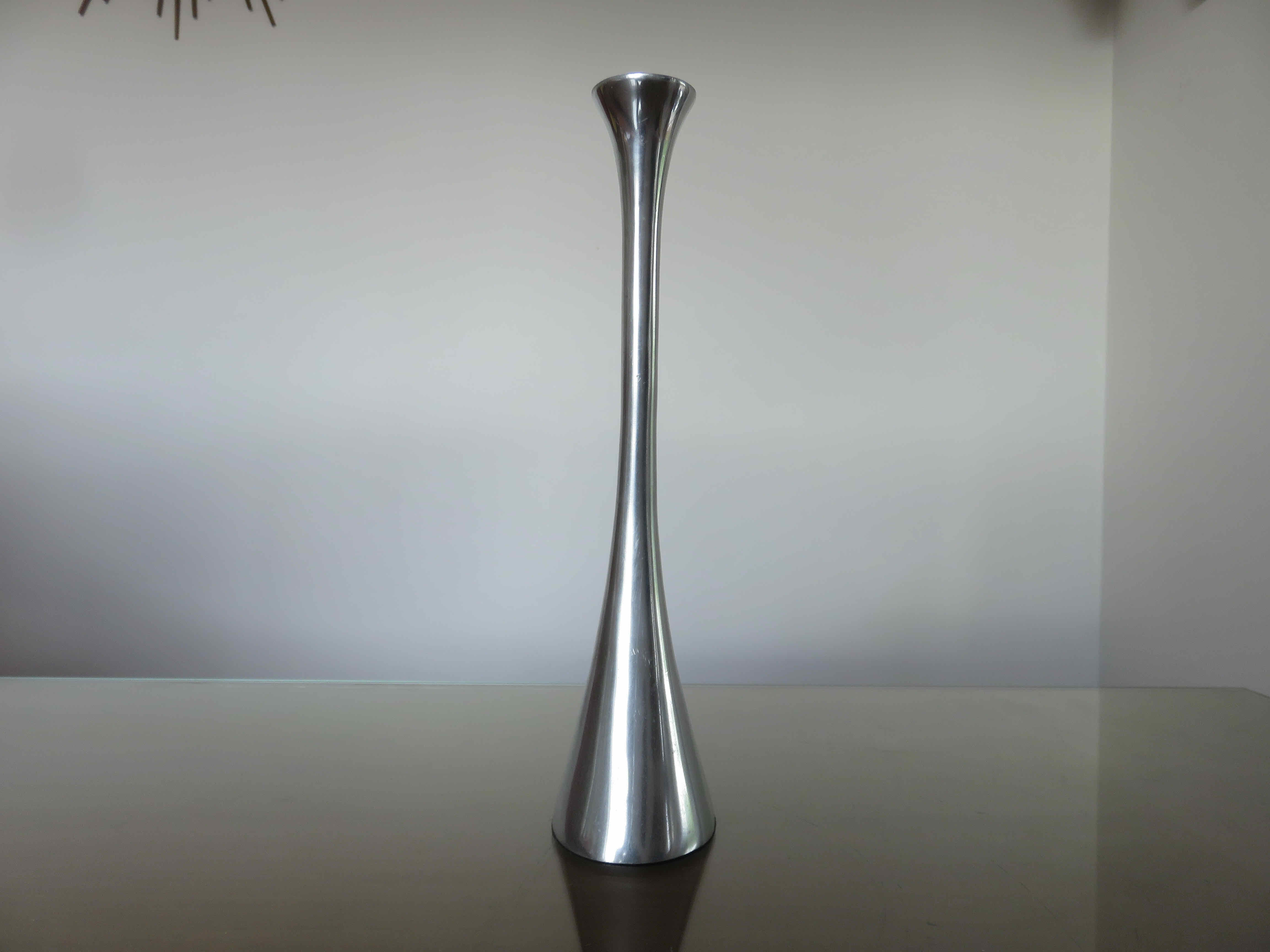 Scandinavian modernist aluminum candle holder in the 70s