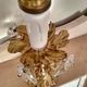 Rococo lamp, chiseled bronze base, fake candle and crystal pendants