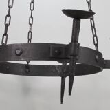 Lustre candélabre en fer forgé années 1950