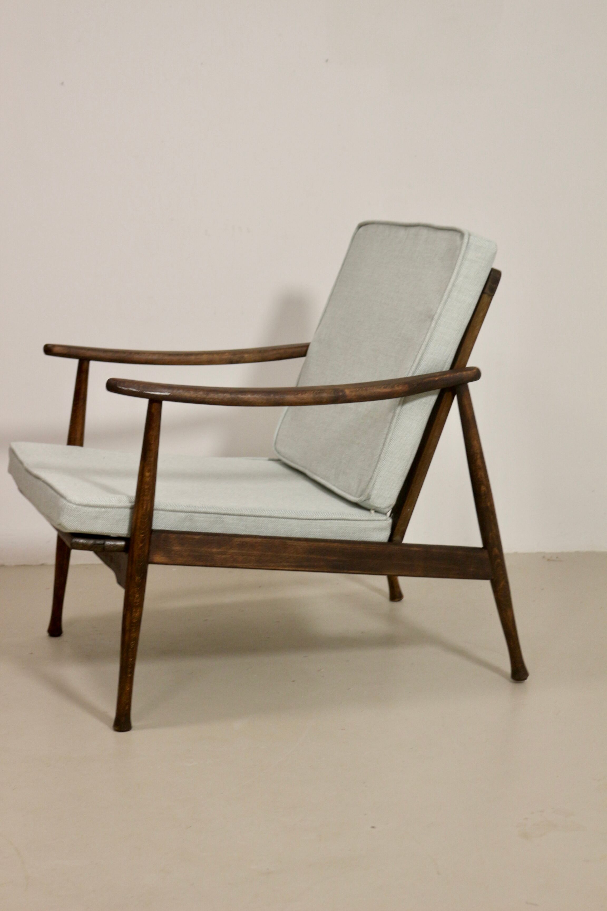 Scandinavian armchair 1960 curved armrests