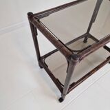 Italian Bas Card or Trolley in Bentwood and Smoked Glass, 1970's