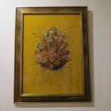 Scandinavian Swedish 1960s Wall Hanging Crewel Picture Wall Art