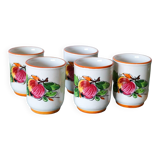 5 vintage painted apple coffee cups
