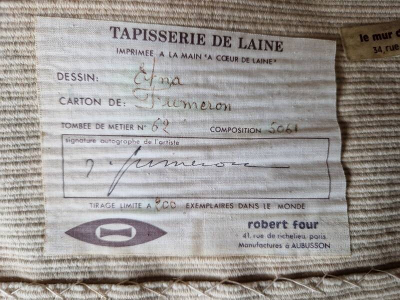 René Fumeron - Tapisserie en laine "Etna" - éditions Robert Four à Aubusson