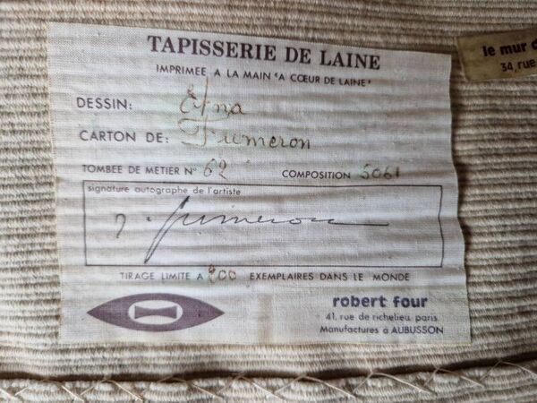 René Fumeron - Tapisserie en laine ''Etna'' - éditions Robert Four à Aubusson