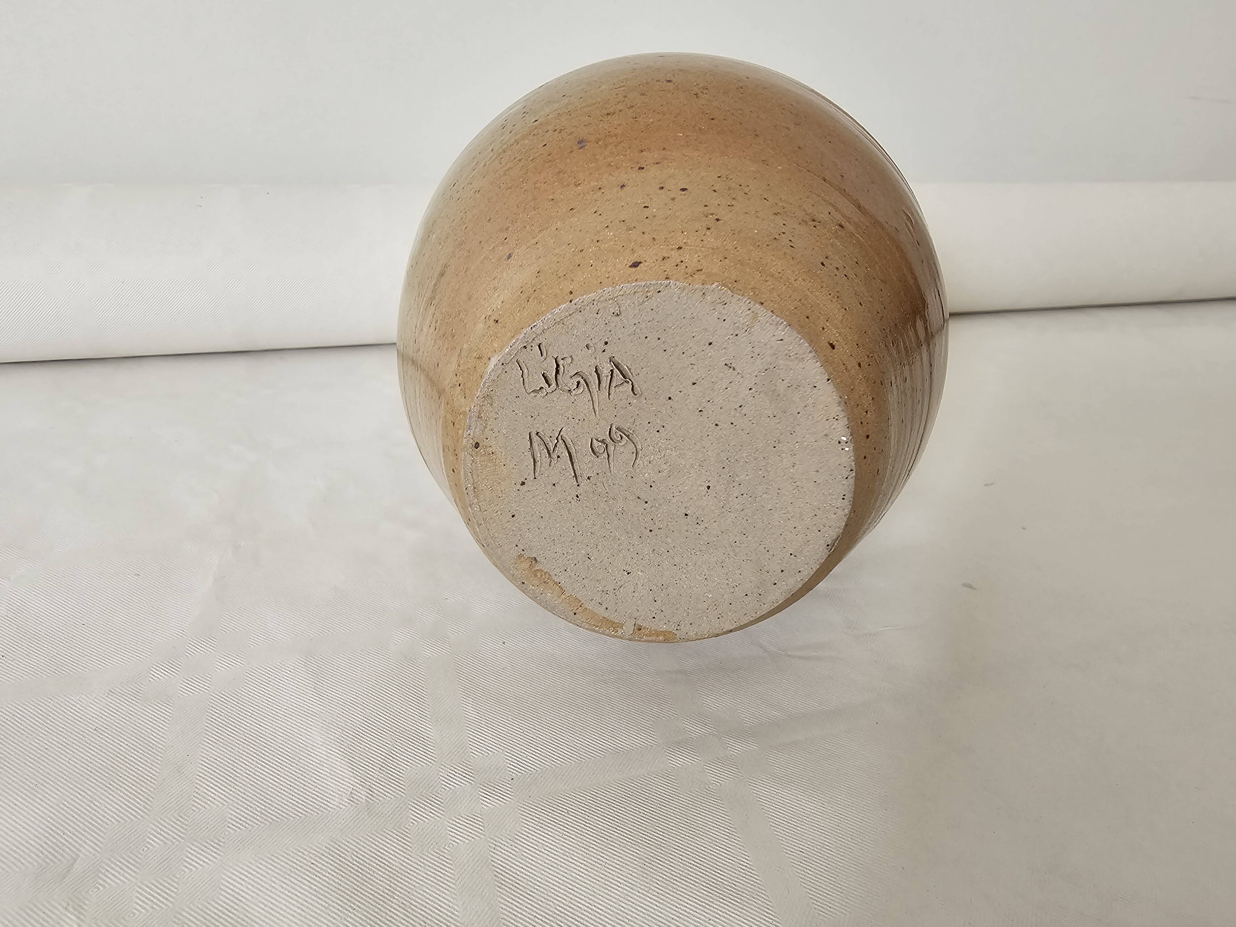 Ceramic soliflore vase signed Ligia