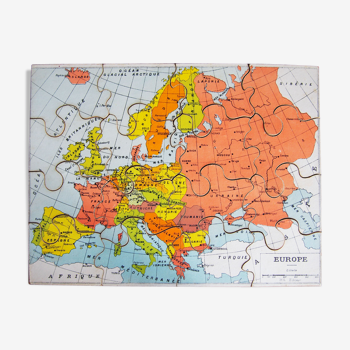 Ancien puzzle en bois carte d'Europe
