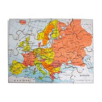 Ancien puzzle en bois carte d'Europe
