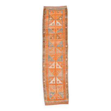 3x12 Rug For Laundry Orange Turkish Vintage Runner Rug, 95x370Cm SK 22033