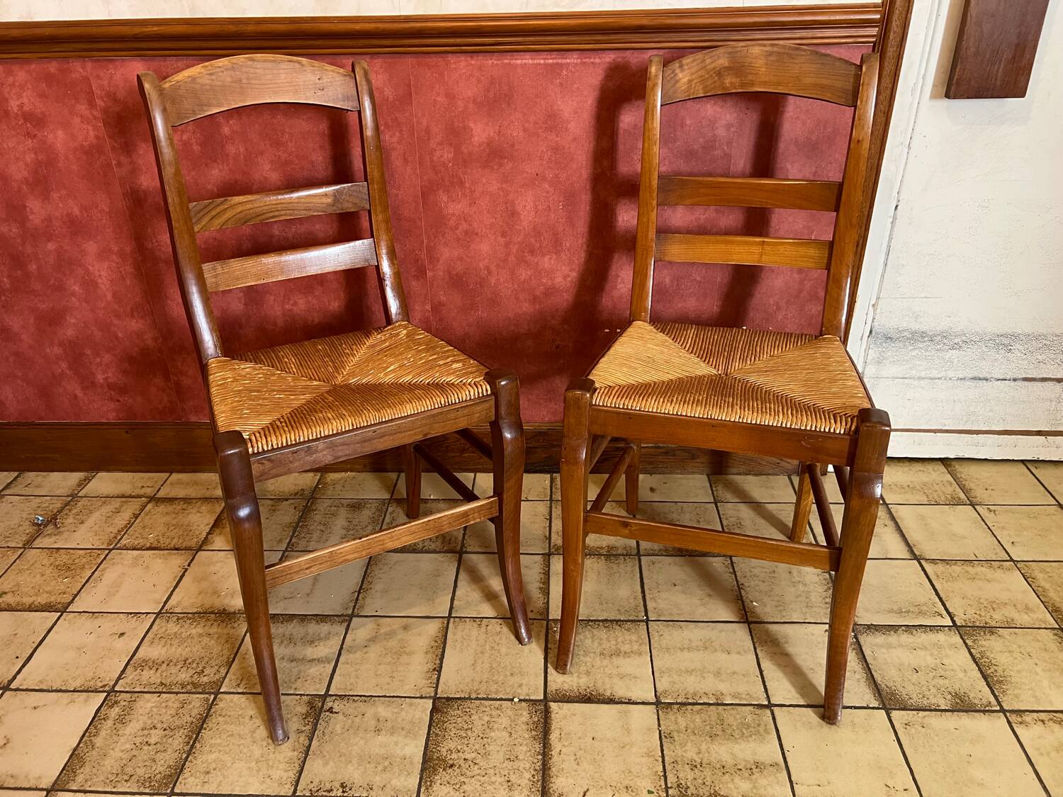2 straw chairs