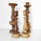 Set of 4 turned wooden candle holders