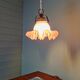 Scalloped pink satin glass pendant/lamp, 1920s-30s