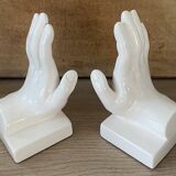 VAGA International ceramic bookends, hand-shaped, 1980s.