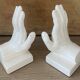 VAGA International ceramic bookends, hand-shaped, 1980s.