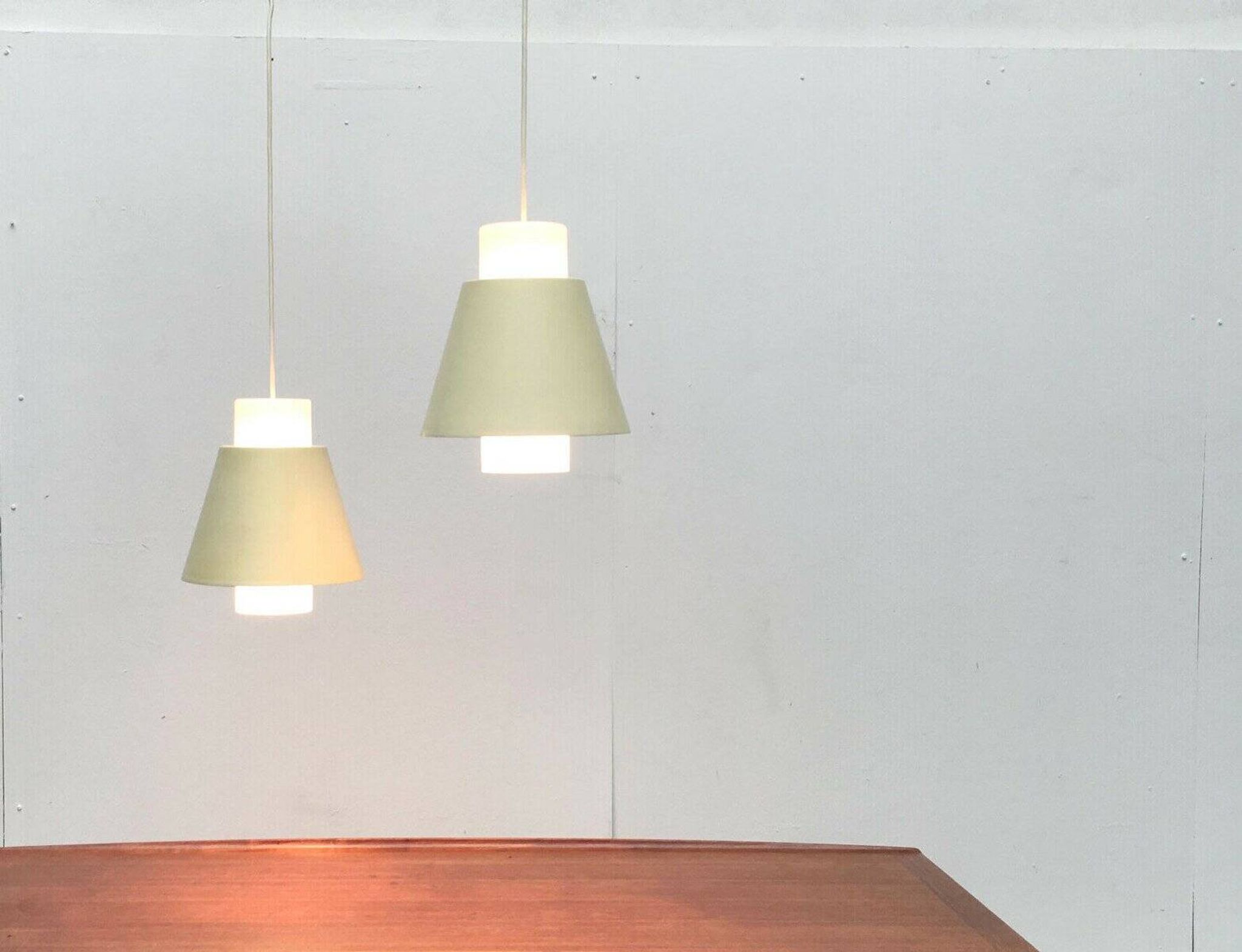 Glass and metal suspensions from the Mid-Century period, set of 2.