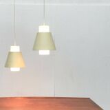 Glass and metal suspensions from the Mid-Century period, set of 2.