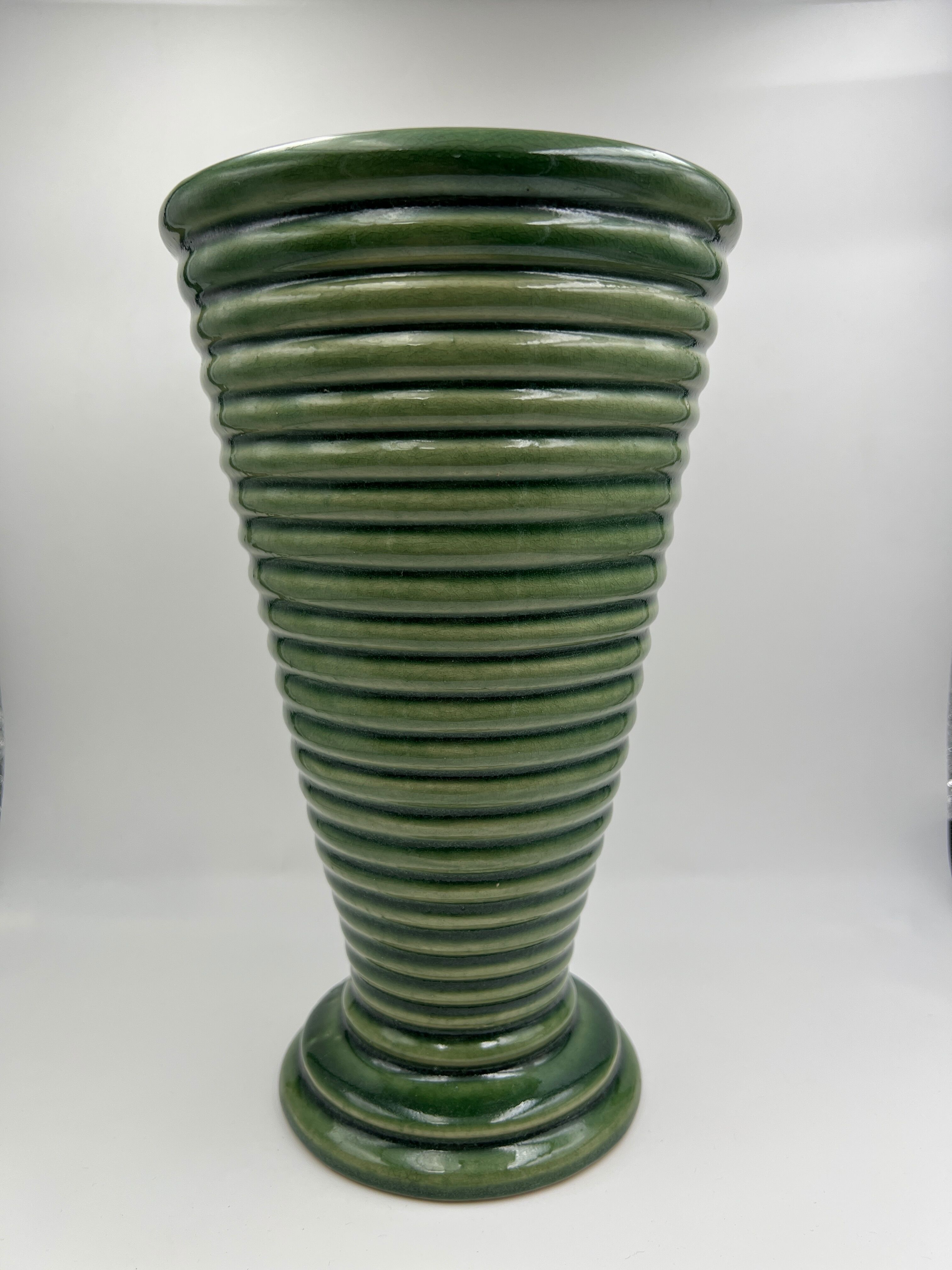 Green ceramic vase