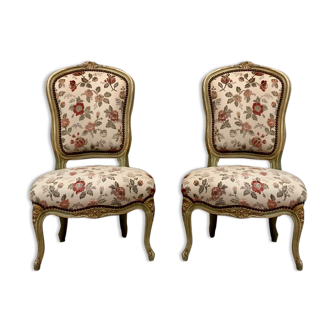Paire de chaises chauffeuses de style Louis XV époque XIXeme