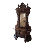 Cloakroom Napoleon III coat rack 19th in solid oak