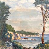 Old watercolor seaside landscape signed A. Brun