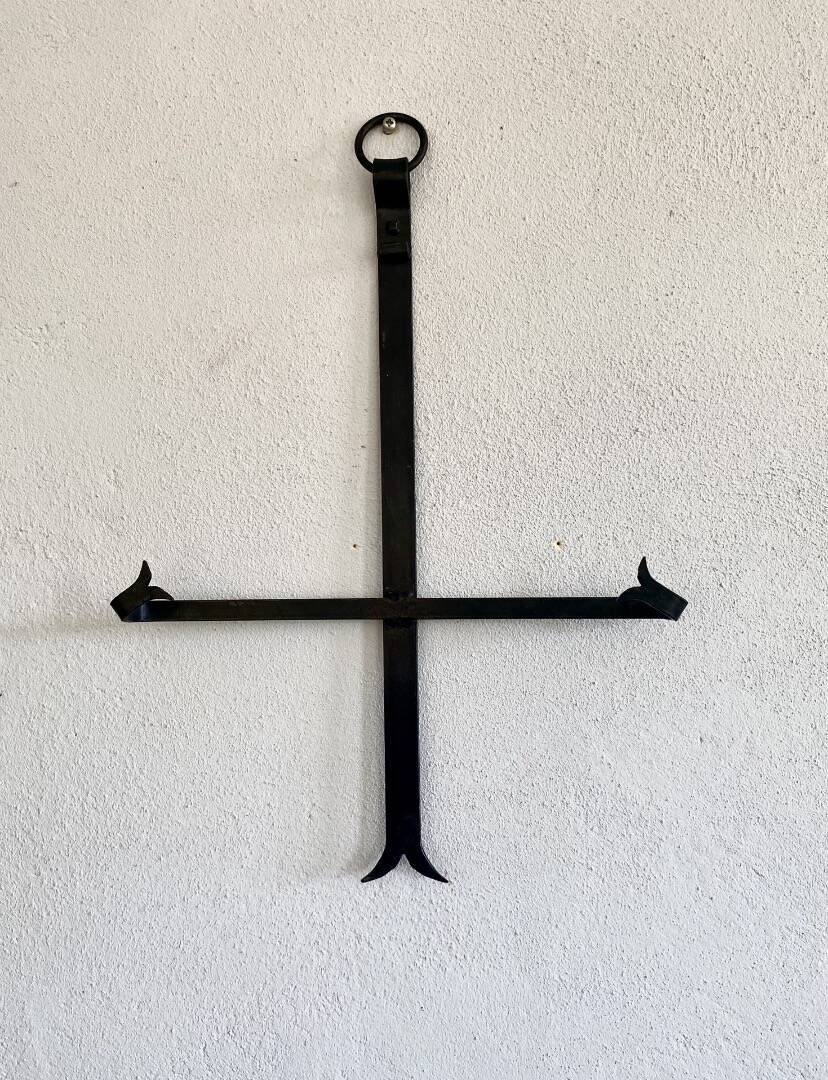 Ceramics by B. Buffat and its wrought iron support, 1970s