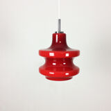 Original German Red Opal Glass Hanging Light, Made by Peill & Putzler, Germany