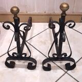 Pair of fireplace andirons