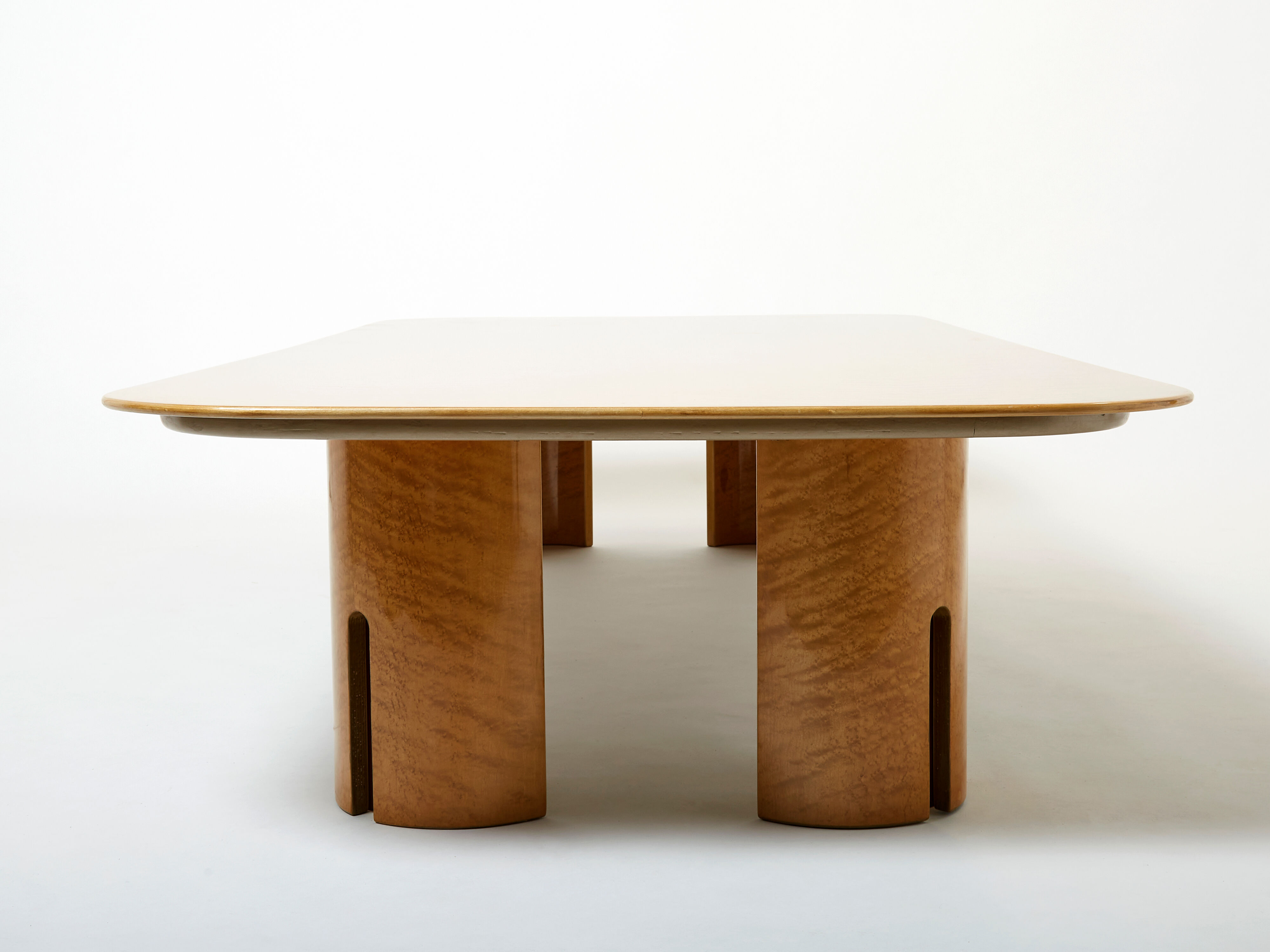 Very large coffee table maple brass Giovanni Offredi Saporiti 1980