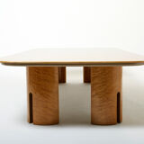Very large coffee table maple brass Giovanni Offredi Saporiti 1980