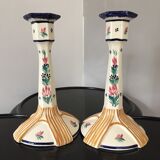 Pair of HB Quimper candle holders