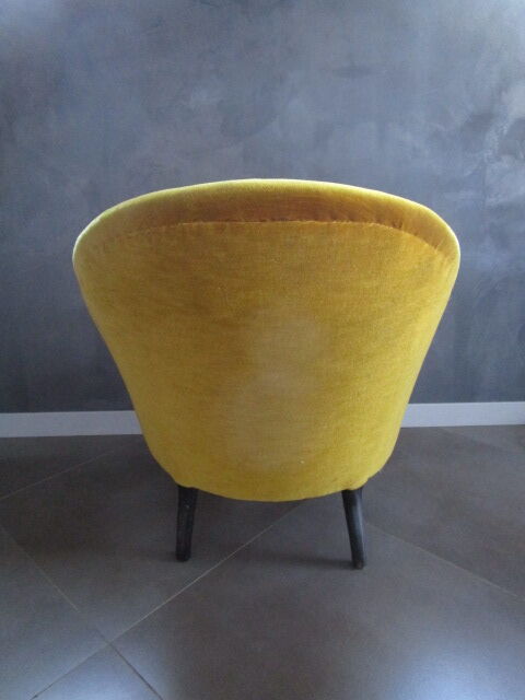 Old velvet shepherdess armchair mustard yellow