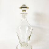 large engraved glass wine carafe from the 1950s