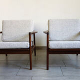 Bench and 2 Scandinavian armchairs 60s