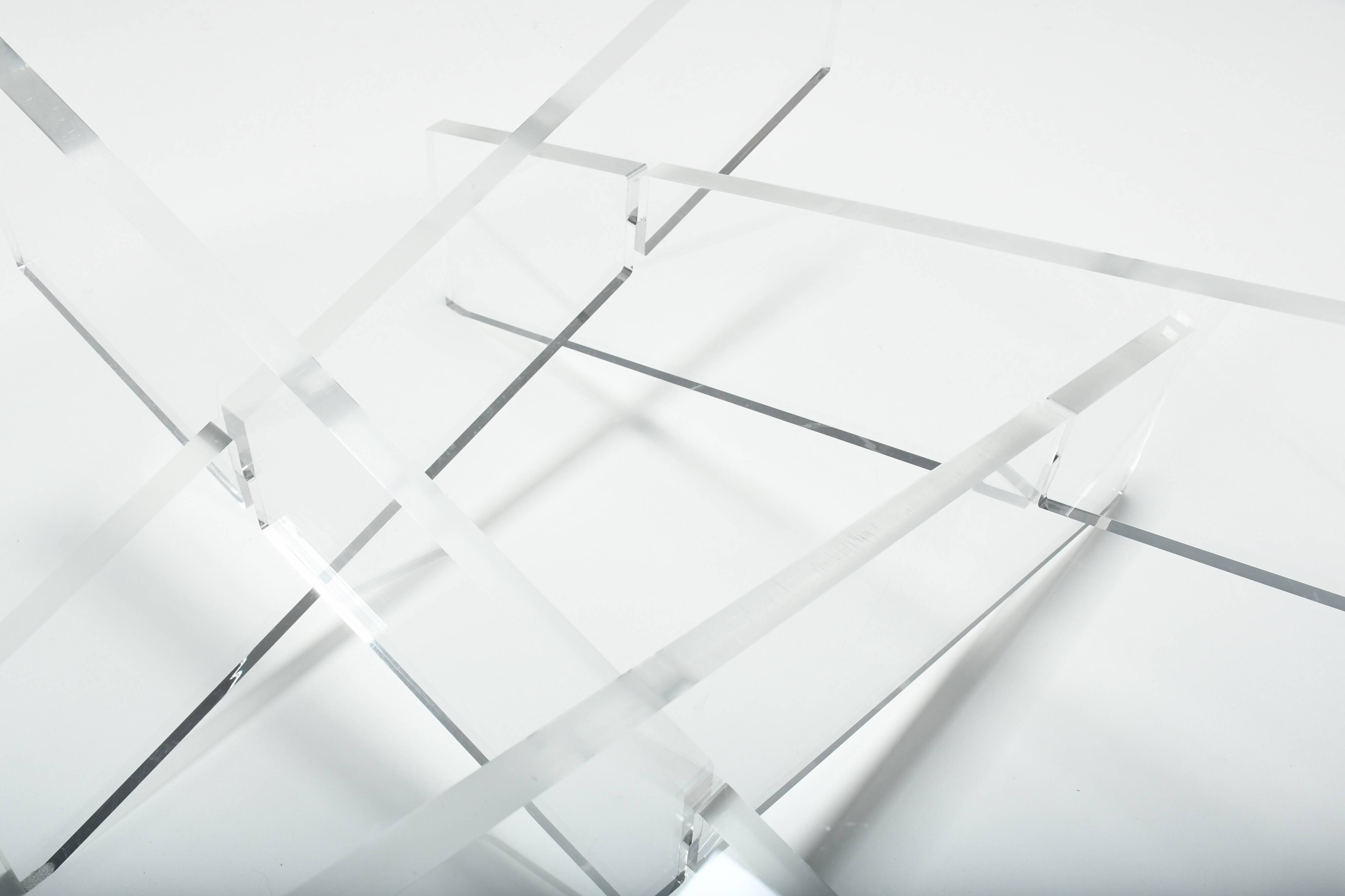 Graphic Lucite and Glass Coffee Table, Italy 1970s